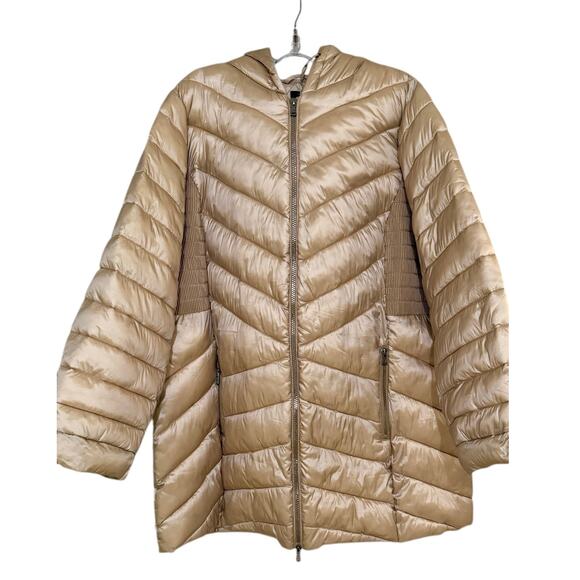 Lane Bryant Prima Puffer Plus 18/20 Gold Frappe Hood Packable Stretch Warm - Picture 2 of 9